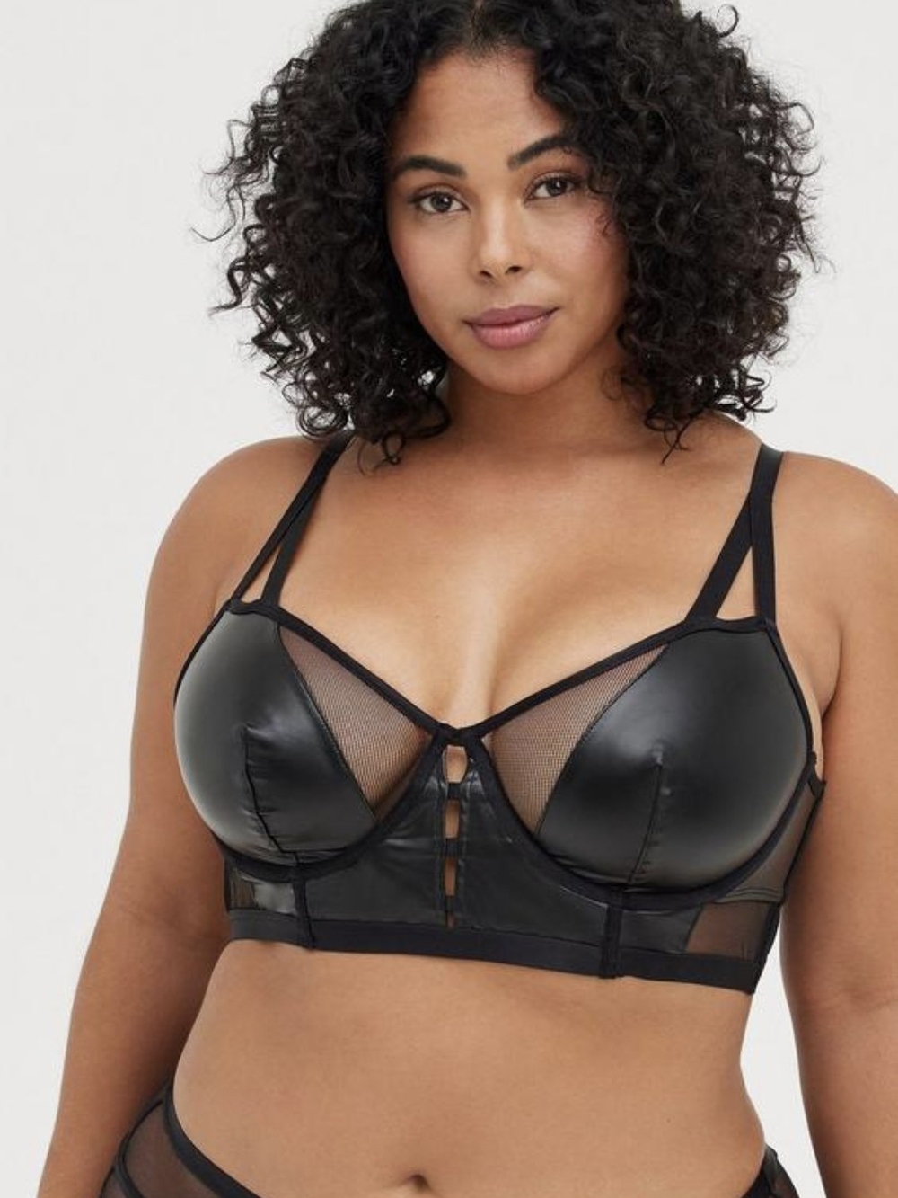 Torrid Faux Leather & Fishnet Bra & Panty Set Sexy Edgy Alternative - Picture 5 of 9